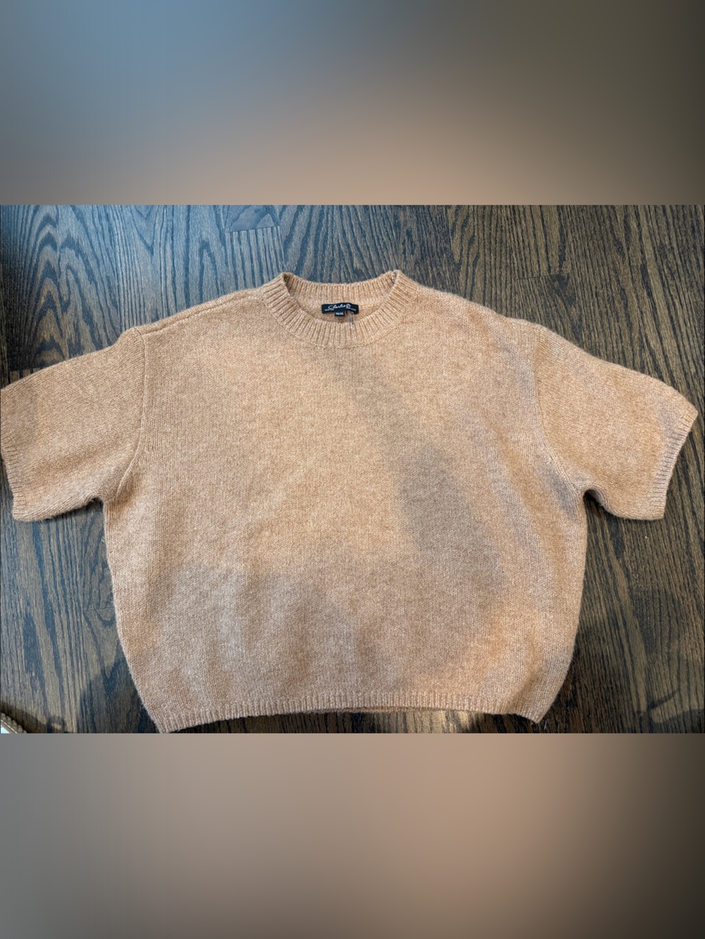 CHARLIE B Short-Sleeve Crewneck Sweater in Camel